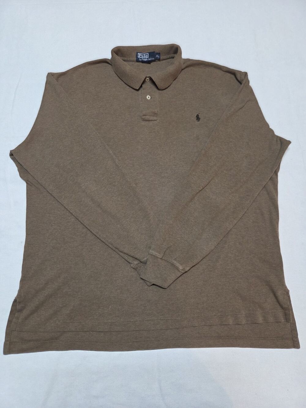 Polo Ralph Lauren Long Sleeve Polo Shirt Mens XL Tan Classic Fit Pony Logo